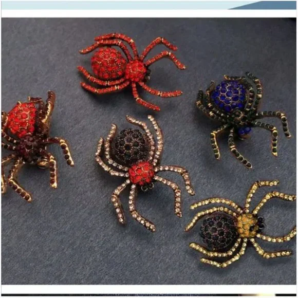 Spider Crystal Rhinestone Brooch - Picture 8 of 16